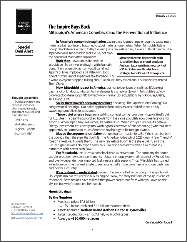 DEAL ALERT (MITSUBISHI AETHON) - Energy Advisors Group DEAL ALERT (MITSUBISHI AETHON)